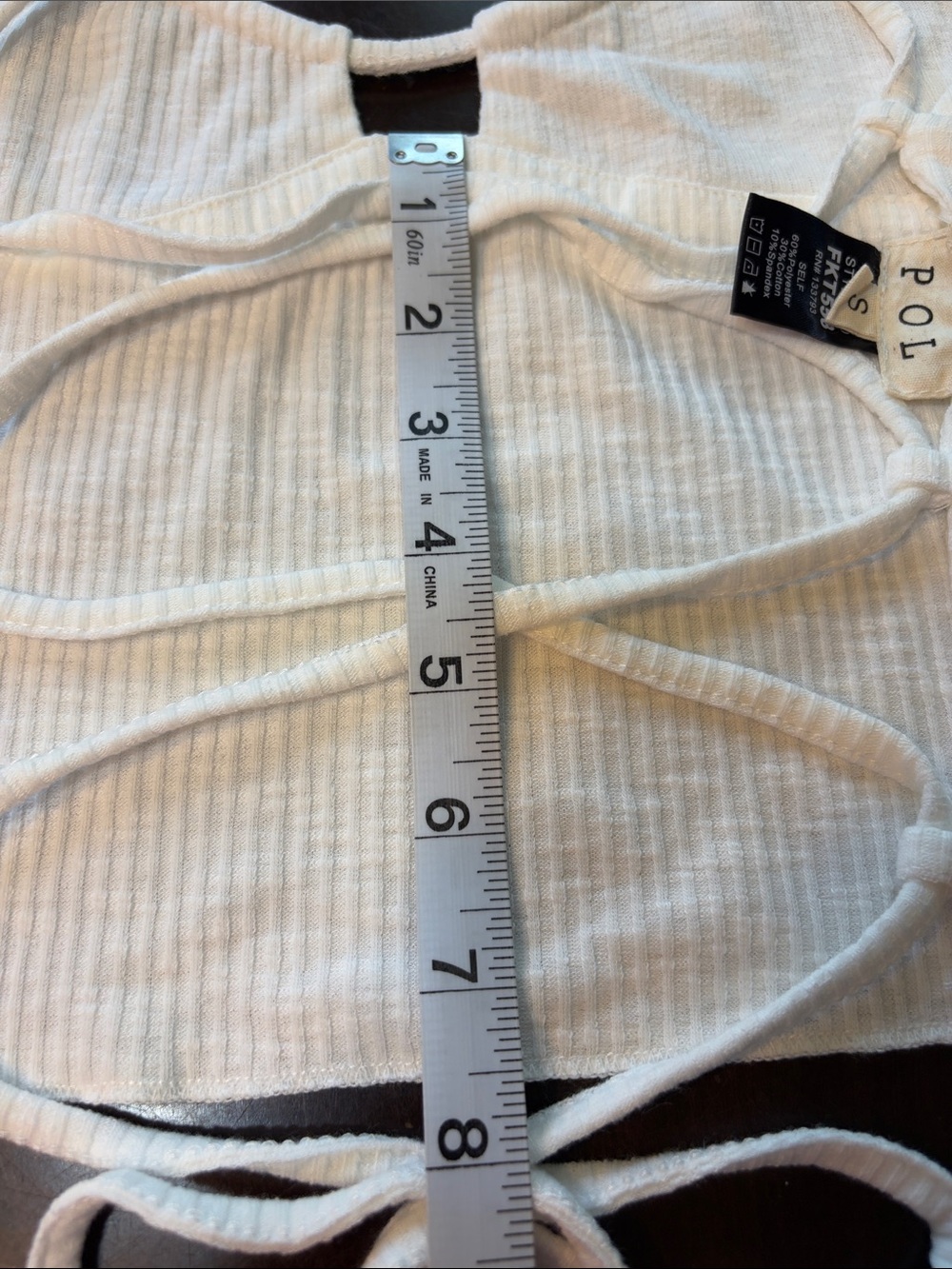 POL Ivory Ribbed Back Strap Cropped Tank Top- NWT - Picture 7 of 7